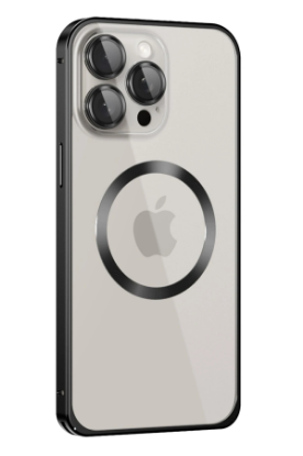 Joko iPhone 15 Pro Max Kılıf Metal Bumper Magneticsafe Kapak - Siyah resmi