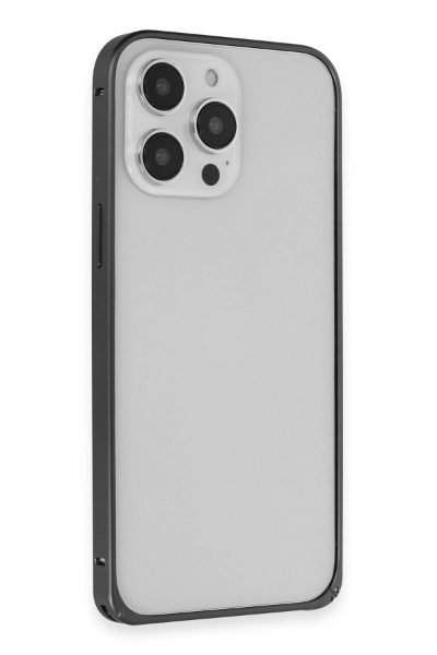Joko iPhone 15 Pro Max Kılıf Metal Bumper Magneticsafe Kapak - Siyah resmi