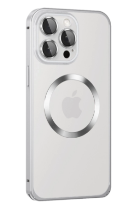 Joko iPhone 15 Pro Max Kılıf Metal Bumper Magneticsafe Kapak - Gümüş resmi