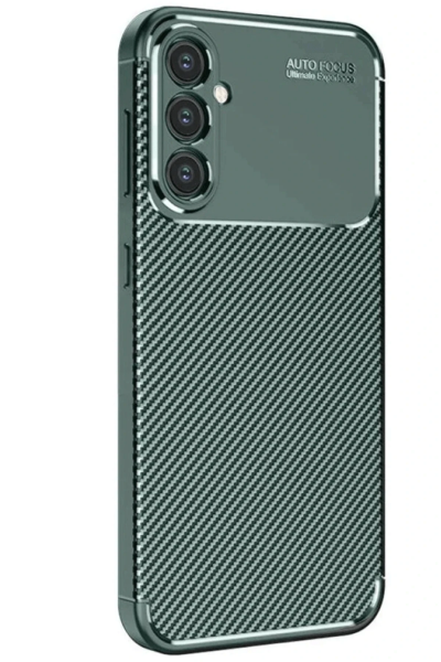 Newface Samsung Galaxy S25 Kılıf Auto Focus Karbon Kapak - Koyu Yeşil resmi