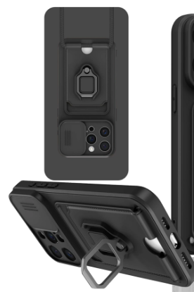 Newface iPhone 15 Pro Kılıf Zuma Kartvizitli Yüzüklü Silikon - Siyah resmi