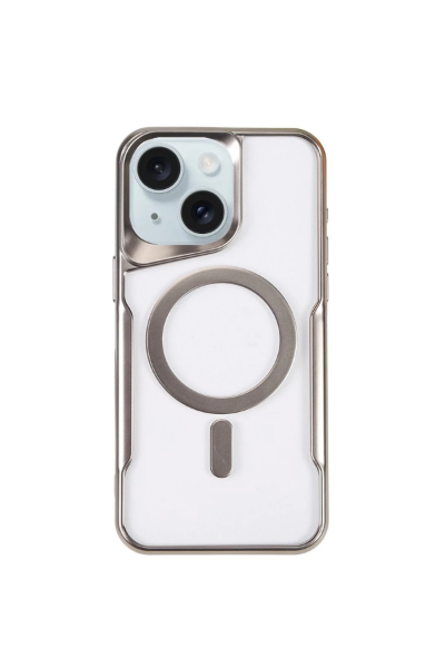 Newface iPhone 15 Kılıf Boyi Magsafe Silikon Kapak - Gümüş resmi