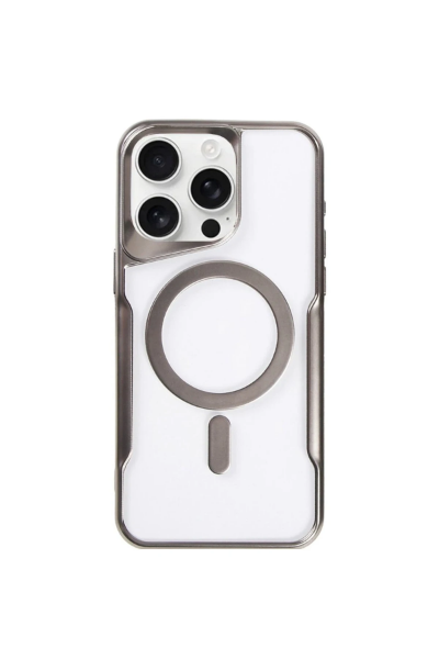 Newface iPhone 15 Pro Kılıf Boyi Magsafe Silikon Kapak - Titan Gri resmi