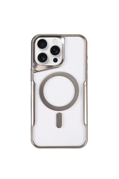 Newface iPhone 15 Pro Kılıf Boyi Magsafe Silikon Kapak - Gümüş resmi