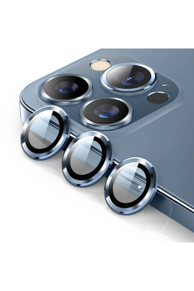 Newface iPhone 12 Pro Max Valdez Metal Kamera Lens - Mavi resmi