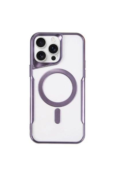 Newface iPhone 15 Pro Max Kılıf Boyi Magsafe Silikon Kapak - Derin Mor resmi