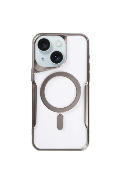 Newface iPhone 15 Plus Kılıf Boyi Magsafe Silikon Kapak - Titan Gri resmi