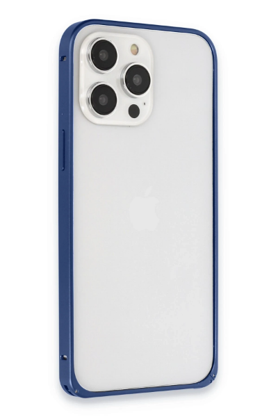 Joko iPhone 15 Pro Max Metal Bumper Mat Kapak - Lacivert resmi