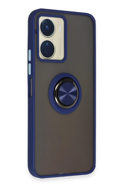 Newface Vivo Y16 Kılıf Montreal Yüzüklü Silikon Kapak - Lacivert resmi
