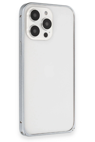 Joko iPhone 15 Pro Max Metal Bumper Mat Kapak - Gri resmi