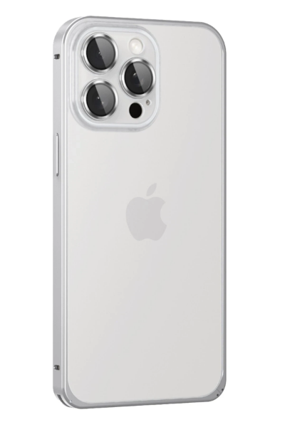Joko iPhone 15 Pro Max Metal Bumper Mat Kapak - Gümüş resmi