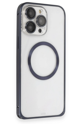 Joko iPhone 15 Pro Kılıf Metal Bumper Magneticsafe Kapak - Lacivert resmi
