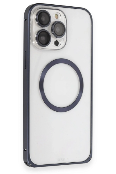 Joko iPhone 15 Pro Kılıf Metal Bumper Magneticsafe Kapak - Lacivert resmi