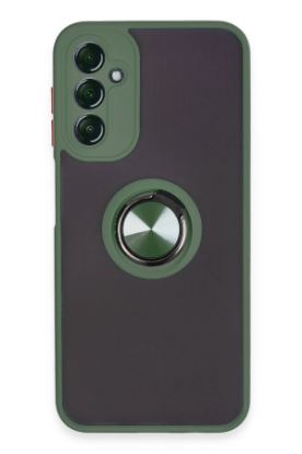 Newface Samsung Galaxy A14 4G Kılıf Montreal Yüzüklü Silikon Kapak - Yeşil resmi