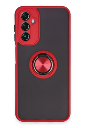 Newface Samsung Galaxy A14 4G Kılıf Montreal Yüzüklü Silikon Kapak - Kırmızı resmi