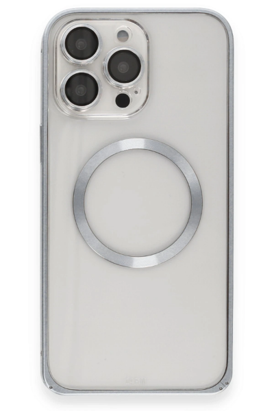 Joko iPhone 15 Pro Kılıf Metal Bumper Magneticsafe Kapak - Gri resmi