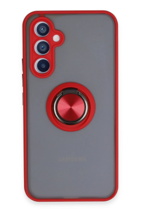 Newface Samsung Galaxy A34 5G Kılıf Montreal Yüzüklü Silikon Kapak - Kırmızı resmi