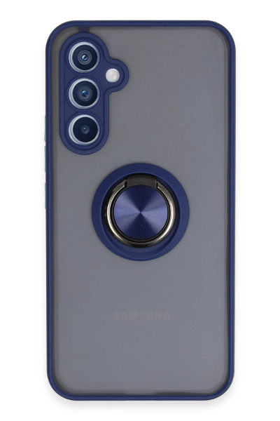 Newface Samsung Galaxy A34 5G Kılıf Montreal Yüzüklü Silikon Kapak - Lacivert resmi