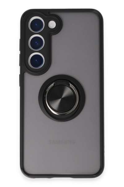 Newface Samsung Galaxy S23 Kılıf Montreal Yüzüklü Silikon Kapak - Siyah resmi
