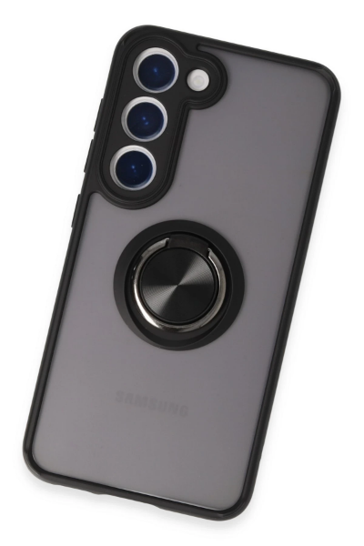 Newface Samsung Galaxy S23 Kılıf Montreal Yüzüklü Silikon Kapak - Siyah resmi