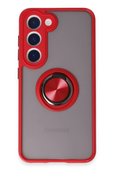 Newface Samsung Galaxy S23 Kılıf Montreal Yüzüklü Silikon Kapak - Kırmızı resmi