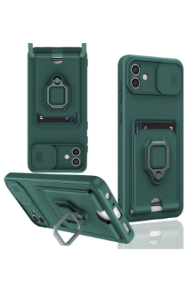 Newface Samsung Galaxy A05 Kılıf Zuma Kartvizitli Yüzüklü Silikon - Yeşil resmi