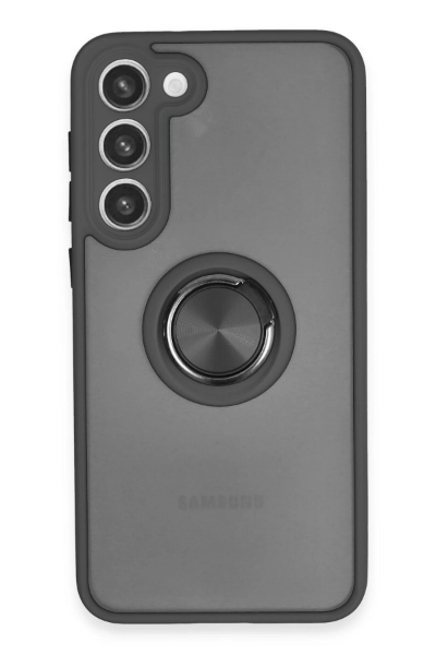 Newface Samsung Galaxy S23 Plus Kılıf Montreal Yüzüklü Silikon Kapak - Siyah resmi