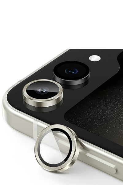 Newface Samsung Galaxy Z Flip 5 Valdez Metal Kamera Lens - Krem resmi