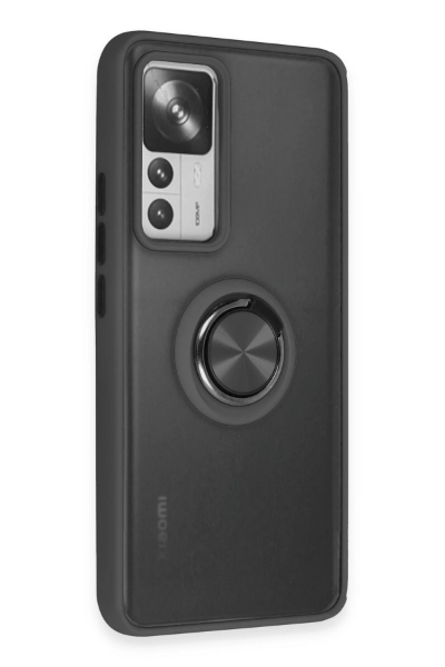 Newface Xiaomi Mi 12T Pro Kılıf Montreal Yüzüklü Silikon Kapak - Siyah resmi