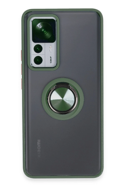 Newface Xiaomi Mi 12T Pro Kılıf Montreal Yüzüklü Silikon Kapak - Yeşil resmi