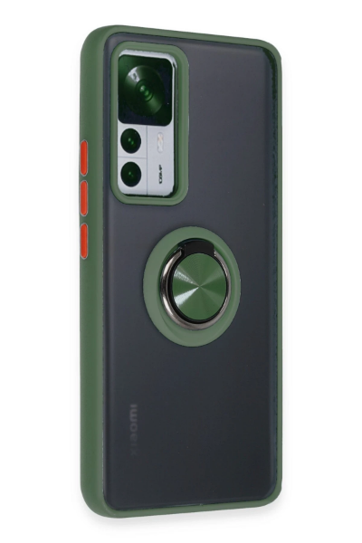 Newface Xiaomi Mi 12T Pro Kılıf Montreal Yüzüklü Silikon Kapak - Yeşil resmi