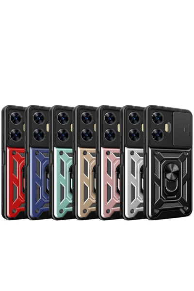 Newface Realme C55 Kılıf Pars Lens Yüzüklü Silikon - Siyah resmi