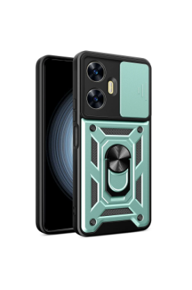 Newface Realme C55 Kılıf Pars Lens Yüzüklü Silikon - Yeşil resmi