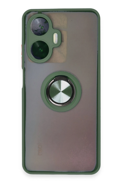Newface Realme C55 Kılıf Montreal Yüzüklü Silikon Kapak - Yeşil resmi
