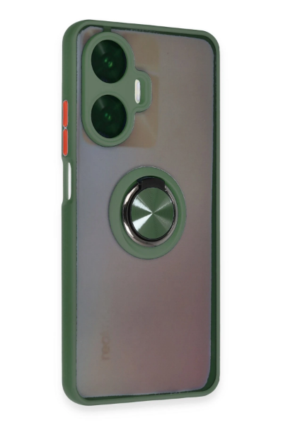 Newface Realme C55 Kılıf Montreal Yüzüklü Silikon Kapak - Yeşil resmi