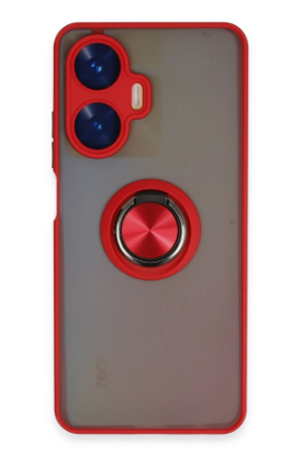 Newface Realme C55 Kılıf Montreal Yüzüklü Silikon Kapak - Kırmızı resmi