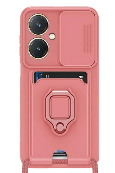 Newface Vivo Y27 Kılıf Zuma Kartvizitli Yüzüklü Silikon - Pembe resmi