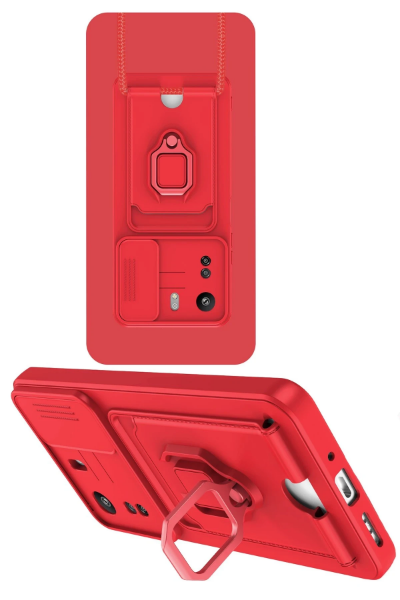 Newface Xiaomi Redmi 13C Kılıf Zuma Kartvizitli Yüzüklü Silikon - Kırmızı resmi