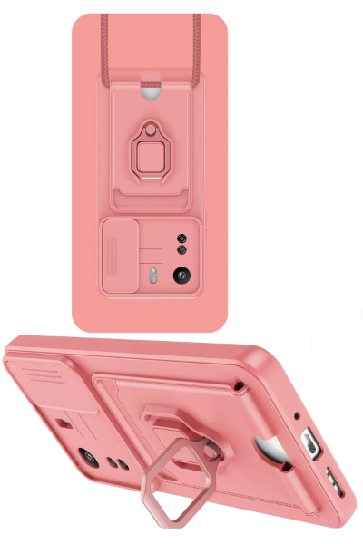 Newface Xiaomi Redmi 13C Kılıf Zuma Kartvizitli Yüzüklü Silikon - Pembe resmi