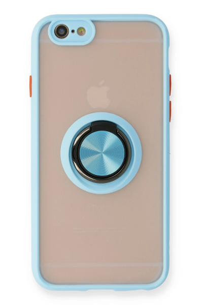 Newface iPhone 6 Kılıf Montreal Yüzüklü Silikon Kapak - Buz Mavi resmi