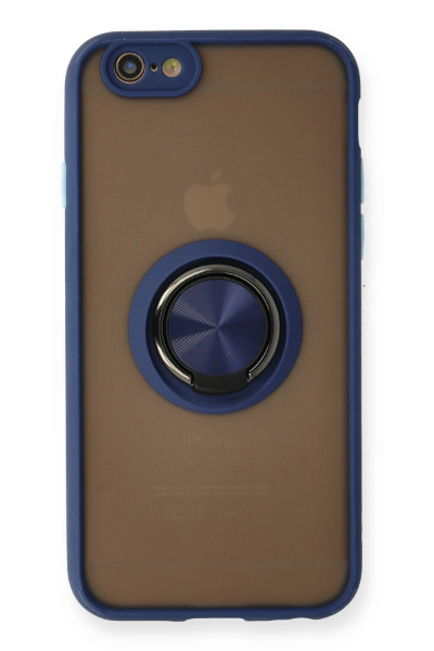 Newface iPhone 6 Kılıf Montreal Yüzüklü Silikon Kapak - Lacivert resmi
