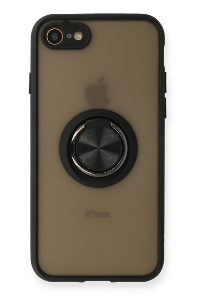 Newface iPhone 7 Kılıf Montreal Yüzüklü Silikon Kapak - Siyah resmi