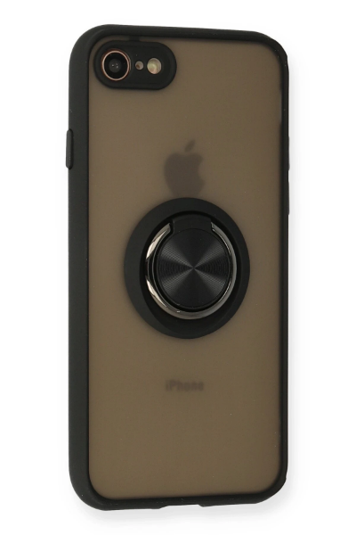 Newface iPhone 7 Kılıf Montreal Yüzüklü Silikon Kapak - Siyah resmi
