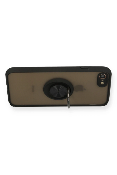 Newface iPhone 7 Kılıf Montreal Yüzüklü Silikon Kapak - Siyah resmi