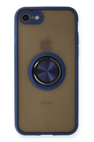 Newface iPhone 7 Kılıf Montreal Yüzüklü Silikon Kapak - Lacivert resmi