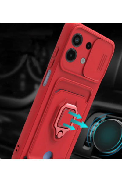 Newface Xiaomi Redmi Note 13 4G Kılıf Zuma Kartvizitli Yüzüklü Silikon - Yeşil resmi