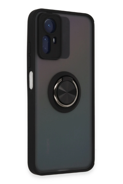 Newface Xiaomi Redmi Note 12S Kılıf Montreal Yüzüklü Silikon Kapak - Siyah resmi