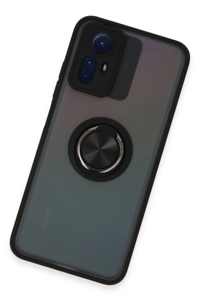 Newface Xiaomi Redmi Note 12S Kılıf Montreal Yüzüklü Silikon Kapak - Siyah resmi