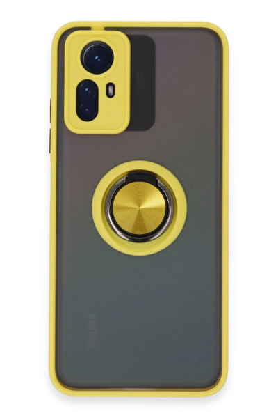 Newface Xiaomi Redmi Note 12S Kılıf Montreal Yüzüklü Silikon Kapak - Sarı resmi