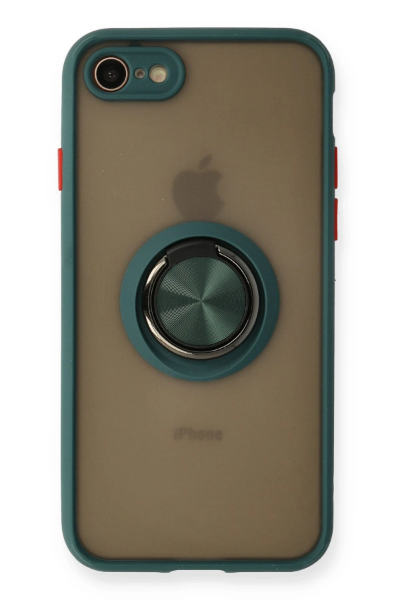 Newface iPhone 7 Kılıf Montreal Yüzüklü Silikon Kapak - Yeşil resmi